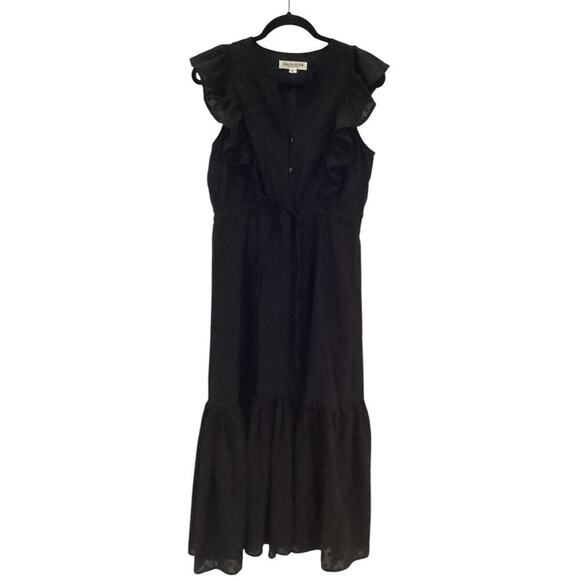 Emerson Fry India Collection Chandra Dress Long In Black Swiss Dot Size XS - Picture 6 of 16